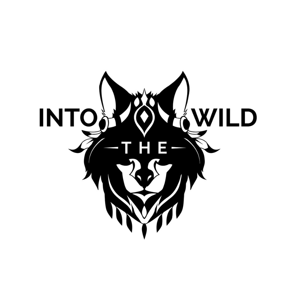 A wolf head with the word's Into the Wild around it